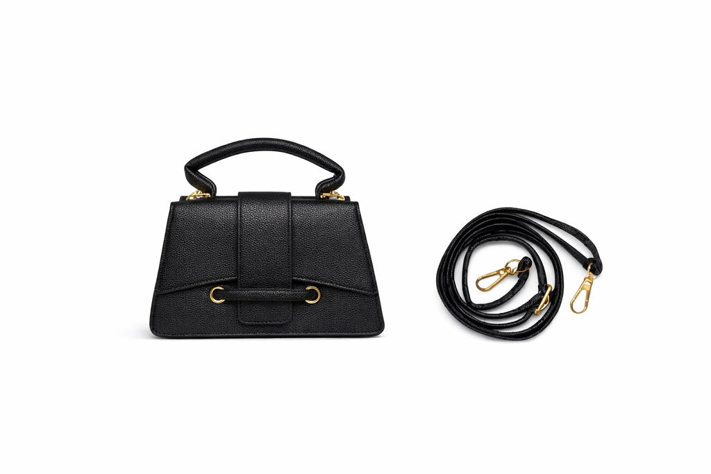 Μαύρη Mini Καπιτονέ Τσάντα με Χρυσό Κούμπωμα &amp; Αλυσίδα