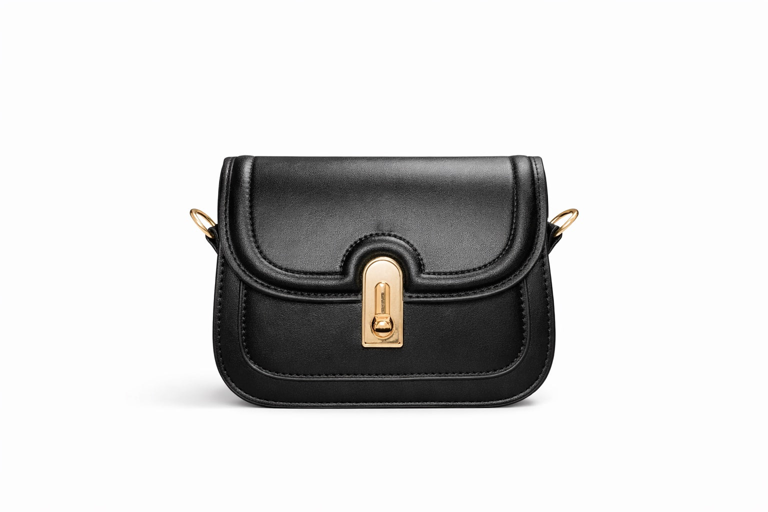 Mini Crossbody Τσάντα με Χρυσό Κούμπωμα – Μαύρη