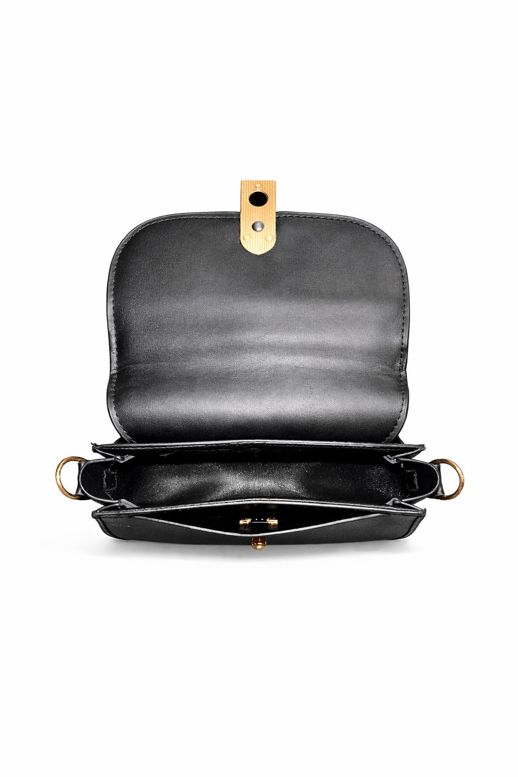 Mini Crossbody Τσάντα με Χρυσό Κούμπωμα – Μαύρη