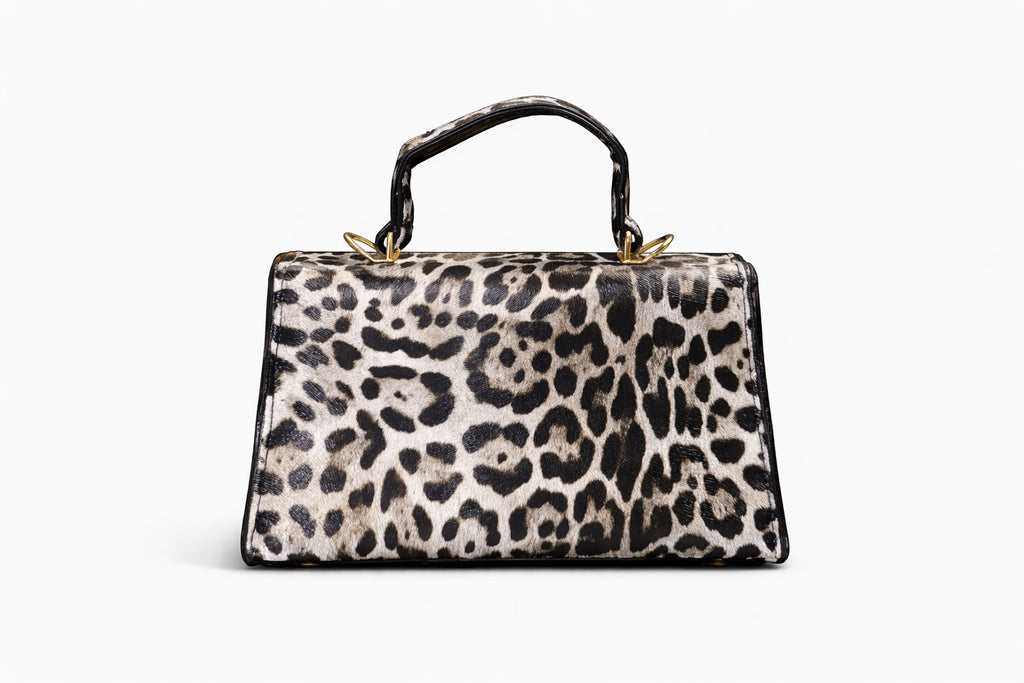 Leopard Τσάντα Χειρός &amp; Ώμου με Χρυσό Κούμπωμα