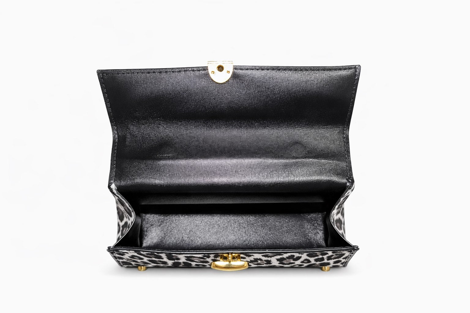 Leopard Τσάντα Χειρός &amp; Ώμου με Χρυσό Κούμπωμα