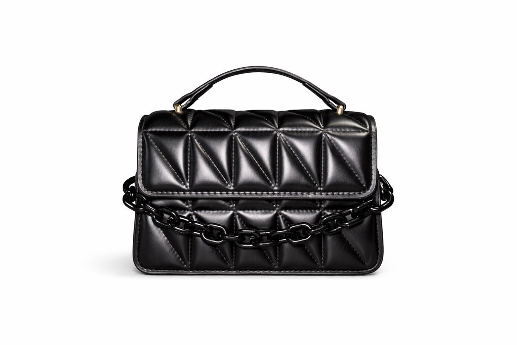 Luxury Καπιτονέ Mini Bag – Μαύρη με Μαύρη Αλυσίδα
